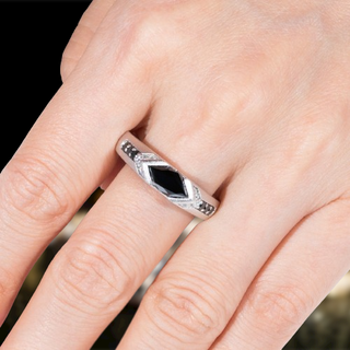 1.0 Ct Black Marquise Moissanite Engagement Ring