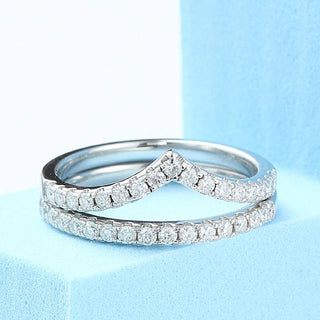 Round Cut Moissanite Stackable Wedding Ring Set