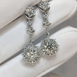 1.0 Ct Round Moissanite Wheat Drop Earrings