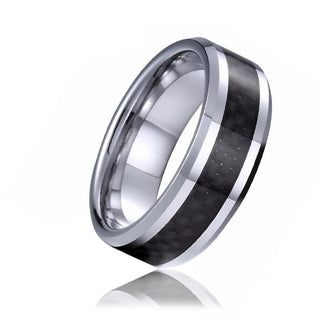 Classic Tungsten Wedding Band with Black Carbon Fiber Inlay