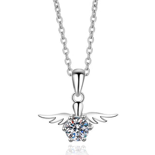 Round Moissanite Diamond Angel Pendant Necklace