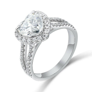 14K White Gold 2.0 Ct Heart Shaped Moissanite Engagement Ring