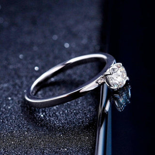 10k White Gold Round Moissanite Solitaire Engagement Ring