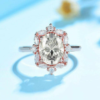 2.0 Ct Oval Cut Moissanite 14K Rose Gold Engagement Ring