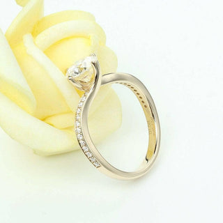 1.0 Ct Round Cut Moissanite 14K Yellow Gold Engagement Ring