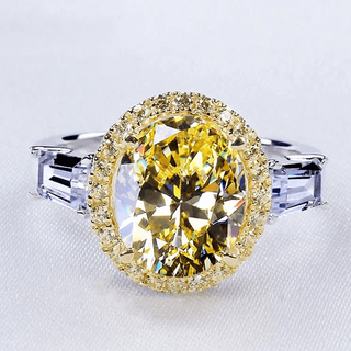 5.0 Ct Oval Cut Yellow Moissanite Diamond Engagement Ring