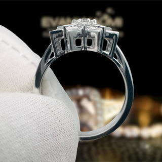 18k White Gold Round Moissanite Sunflower Design Engagement Ring