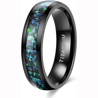 8mm Dome Titanium Men's Wedding Band with Opal Inlay