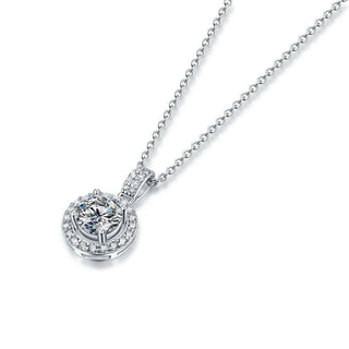 1.0 Ct Round Moissanite Halo Pendant Necklace