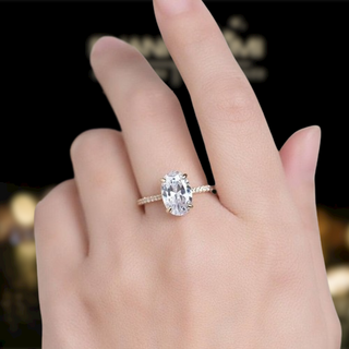 4.0 Ct Oval Cut Moissanite Solid Gold Engagement Ring