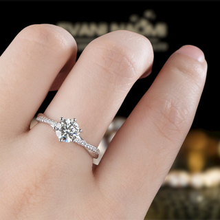 Classic 1.0 Ct Round Moissanite Twisted Engagement Ring