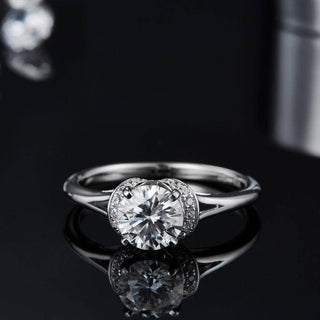 Round Cut Moissanite Diamond Halo Wedding Ring