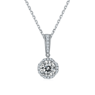 2.0 Ct Round Cut Moissanite Diamond Pendant Necklace