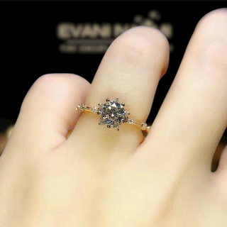 Classic Moissanite Diamond Crackling Engagement Ring