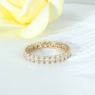 Oval Cut Moissanite Stackable 18K Yellow Gold Eternity Wedding Band
