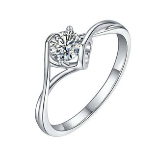 14k White Gold 1.0 Ct Round Cut Diamond Engagement Ring