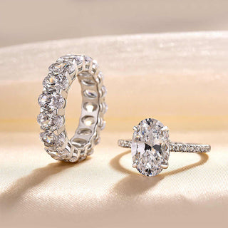 Stunning Oval Cut 3.5ct Created Diamond Bridal Set