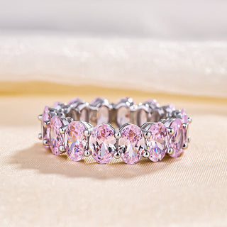 Oval Cut 8.5ct Light Pink Sapphire Created Diamond Band