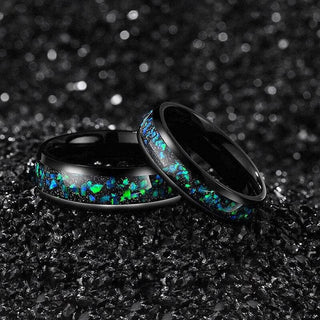 8mm Dome Titanium Men's Wedding Band with Opal Inlay