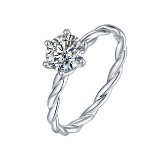 1.0 Ct Twist Band White Gold Engagement Ring