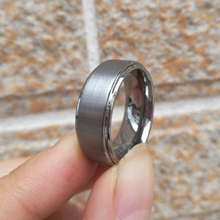 8mm Beveled Edge Tungsten Carbide Men's Wedding Band