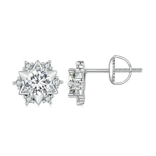 0.5 Ct Round Moissanite Stud Earrings with Snowflake