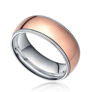 8mm Simple Domed Rose Gold Titanium Wedding Band