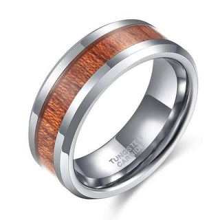 Tungsten Men's Wedding Band with Wood Inlay