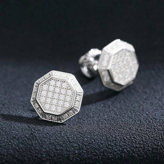 Round Moissanite Octagon Shaped Stud Earrings
