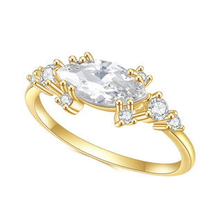 1.0 Ct Marquise Cut Moissanite Classic 18k Gold Engagement Ring