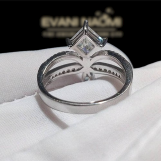 1.0 Ct Princess Cut Moissanite Water Drop Crown Engagement Ring