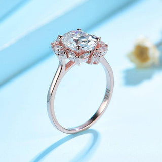 2.0 Ct Oval Cut Moissanite 14K Rose Gold Engagement Ring