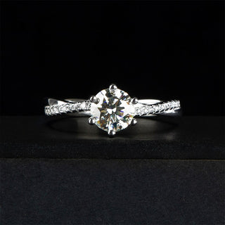 Classic 1.0 Ct Round Moissanite Twisted Engagement Ring