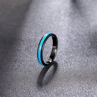 Black Tungsten Men's Wedding Band with Blue Turquoise Inlay