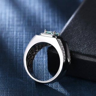 3.0 Ct Green Moissanite Men's Modern Ring