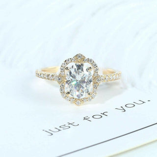 14K Yellow Gold 1.5ct Oval Cut Diamond Engagement Ring