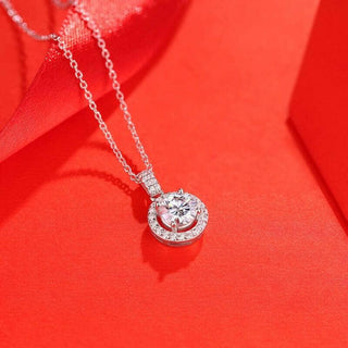 1.0 Ct Round Moissanite Halo Pendant Necklace