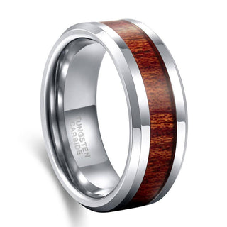 8mm Tungsten Men's Wedding Band with Wood Inlay