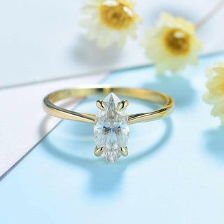 14K Yellow Gold Marquise Cut Engagement Ring