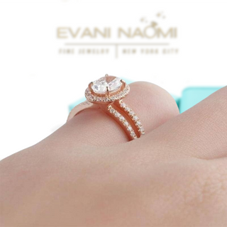 14k Rose Gold 1.0 Ct Oval Cut Halo Engagement Ring