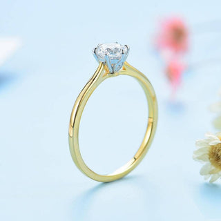 14k Yellow Gold Round Solitaire Moissanite Engagement Ring