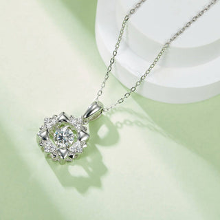 0.5 Ct Round Moissanite Dancing Pendant Necklace