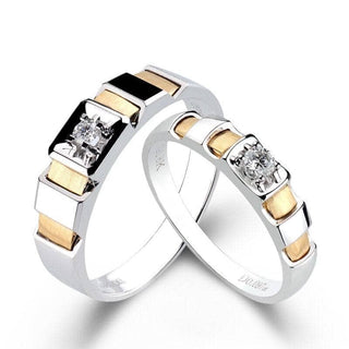 14K White & Yellow Gold Round Cut Moissanite Diamond Engagement Ring