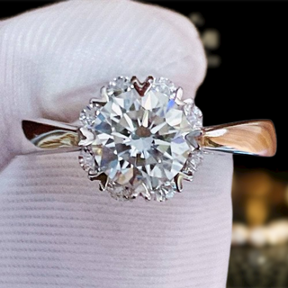 1.0 Ct Round Cut Sun Flower Style Engagement Ring