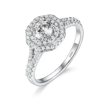 14k White Gold Round Cut Halo Diamond Engagement Ring