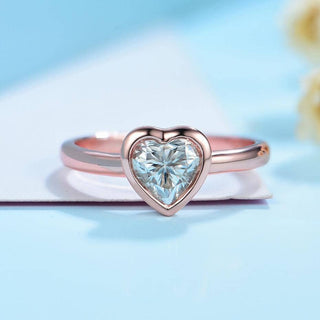 14K Rose Gold Heart Moissanite Promise Ring