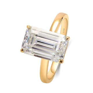 Classic 18k Yellow Gold 4.0 Ct Emerald Cut Moissanite Engagement Ring