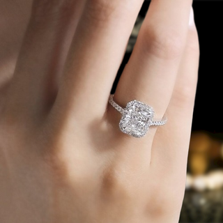 14k White Gold Radiant Cut Diamond Engagement Ring