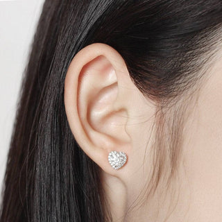 Elegant Heart Shaped Halo Moissanite Stud Earrings
