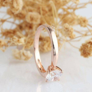 14K Rose Gold 1.0 Ct Round Moissanite Solitaire Engagement Ring